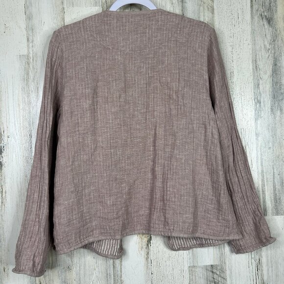 Tahari Linen Blend Gauze Cardigan Shirt Top Women Size M Medium Open Front Beach - Picture 3 of 8